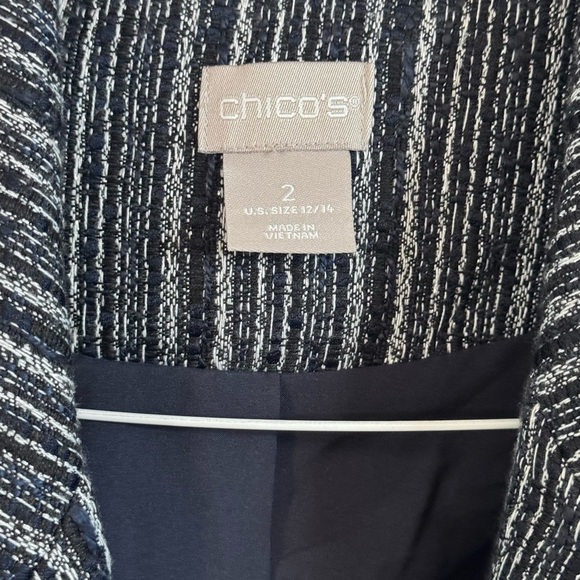 Chico's Navy and Silver Textured Fabric Blazer - Picture 4 of 8